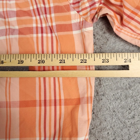 Tommy Hilfiger Shirt Mens Small Orange Plaid Casual Button Up Short Sleeve - Picture 5 of 6